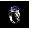 Image 4 : 3.63 ctw Tanzanite and Diamond Ring - 14KT White Gold