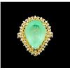 Image 2 : GIA Cert 7.89 ctw Emerald and Diamond Ring - 14KT Yellow Gold