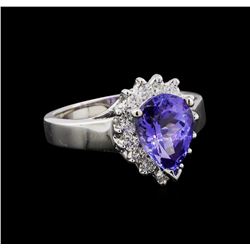 2.87 ctw Tanzanite and Diamond Ring - 14KT White Gold