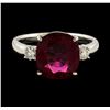 Image 2 : 3.56 ctw Pink Tourmaline and Diamond Ring - Platinum