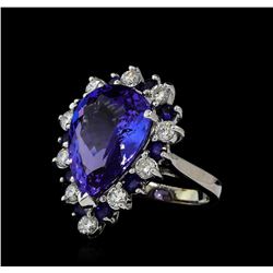 10.02 ctw Tanzanite, Blue Sapphire, and Diamond Ring - 14KT White Gold