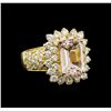 Image 1 : 14KT Yellow Gold 3.06 ctw Morganite and Diamond Ring