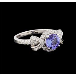 14KT White Gold 1.25 ctw Tanzanite and Diamond Ring