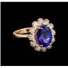 Image 1 : 3.83 ctw Tanzanite and Diamond Ring - 14KT Rose Gold