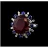 Image 1 : 14KT White Gold 16.30 ctw Ruby, Sapphire and Diamond Ring