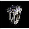 Image 3 : 14KT White Gold 3.49 ctw Sapphire, Tanzanite and Diamond Ring