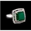 Image 1 : 14KT White Gold 6.03 ctw Emerald and Diamond Ring