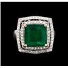 Image 2 : 14KT White Gold 6.03 ctw Emerald and Diamond Ring