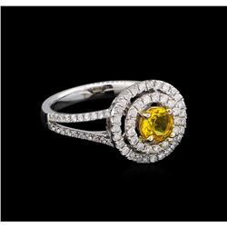 14KT White Gold 0.44 ctw Citrine and Diamond Ring