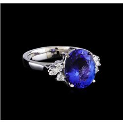 3.20 ctw Tanzanite and Diamond Ring - 14KT White Gold