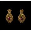 Image 1 : 3.65 ctw Tourmaline and Diamond Suite - 14KT Yellow Gold