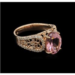 3.37 ctw Pink Tourmaline and Diamond Ring - 14KT Rose Gold