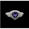 Image 2 : 1.20 ctw Tanzanite and Diamond Ring - 14KT White Gold