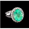 Image 1 : 7.20 ctw Emerald and Diamond Ring - 14KT White Gold