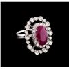 Image 1 : GIA Cert 5.36 ctw Ruby and Diamond Ring - 14KT White Gold