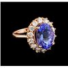 Image 1 : 6.96 ctw Tanzanite and Diamond Ring - 14KT Rose Gold