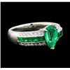 Image 1 : 1 ctw Emerald, Emerald and Diamond Ring - Platinum