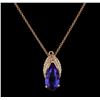 Image 2 : 3.52 ctw Tanzanite and Diamond Pendant With Chain - 14KT Rose Gold