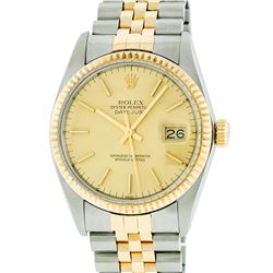 Rolex Two-Tone Gold Champagne Index and Fluted Bezel DateJust Men's Watch