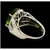 Image 3 : 6.64 ctw Peridot and Diamond Ring - Platinum