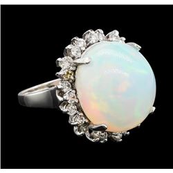 13.48 ctw Opal and Diamond Ring - 14KT White Gold