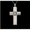 Image 1 : 2.10 ctw Diamond Cross Pendant With Chain - 14KT White Gold