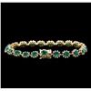 Image 2 : 7.29 ctw Emerald and Diamond Bracelet - 14KT Yellow Gold