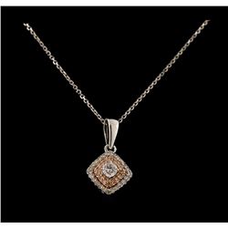 0.20 ctw Diamond Pendant With Chain - 14KT Rose And White Gold