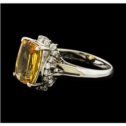 4.24 ctw Imperial Topaz and Diamond Ring - Platinum