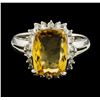 Image 2 : 4.24 ctw Imperial Topaz and Diamond Ring - Platinum