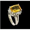 Image 4 : 4.24 ctw Imperial Topaz and Diamond Ring - Platinum