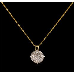 0.42 ctw Diamond Pendant With Chain - 14KT Two Tone Gold