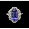 Image 2 : 5.04 ctw Tanzanite and Diamond Ring - 14KT White Gold