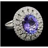Image 1 : 3.25 ctw Tanzanite and Diamond Ring - 14KT White Gold