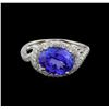Image 2 : 4.36 ctw Tanzanite and Diamond Ring - 14KT White Gold