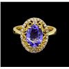 Image 2 : 14KT Yellow Gold 2.45 ctw Tanzanite and Diamond Ring