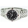 Image 6 : Rolex Stainless Steel Black Roman Diamond and Ruby DateJust Men's Watch