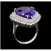 Image 6 : GIA Cert 17.33 ctw Tanzanite and Diamond Ring - 14KT White Gold