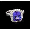 Image 1 : 4.71 ctw Tanzanite and Diamond Ring - 14KT White Gold