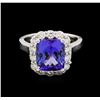 Image 2 : 4.71 ctw Tanzanite and Diamond Ring - 14KT White Gold