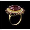 Image 4 : 24.22 ctw Ruby and Diamond Ring - 14KT Yellow Gold