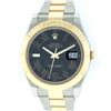 Image 1 : Rolex Two-Tone Black Roman DateJust Men's Watch