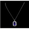 Image 2 : GIA Cert 29.02 ctw Tanzanite and Diamond Pendant With Chain - 14KT White Gold