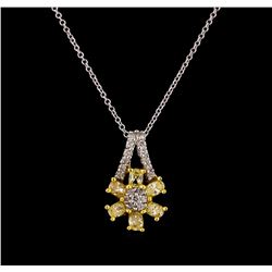 0.85 ctw Diamond Pendant With Chain - 18KT Two-Tone Gold