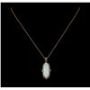 Image 2 : 9.27 ctw Opal and Diamond Pendant With Chain - 14KT Rose Gold