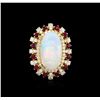 Image 2 : 8.19 ctw Opal, Ruby and Diamond Ring - 14KT Yellow Gold