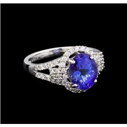 14KT White Gold 2.56 ctw Tanzanite and Diamond Ring