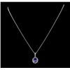 Image 1 : 2.37 ctw Tanzanite and Diamond Pendant With Chain - 14KT White Gold