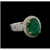 Image 1 : 14KT Two-Tone 3.39 ctw Emerald and Diamond Ring