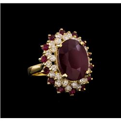 14KT Yellow Gold 12.78 ctw Ruby and Diamond Ring